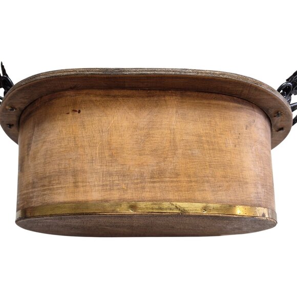 Rustic Hand Painted Bowl Bent Wood Oval Basket with Handles - Picture 7 of 8